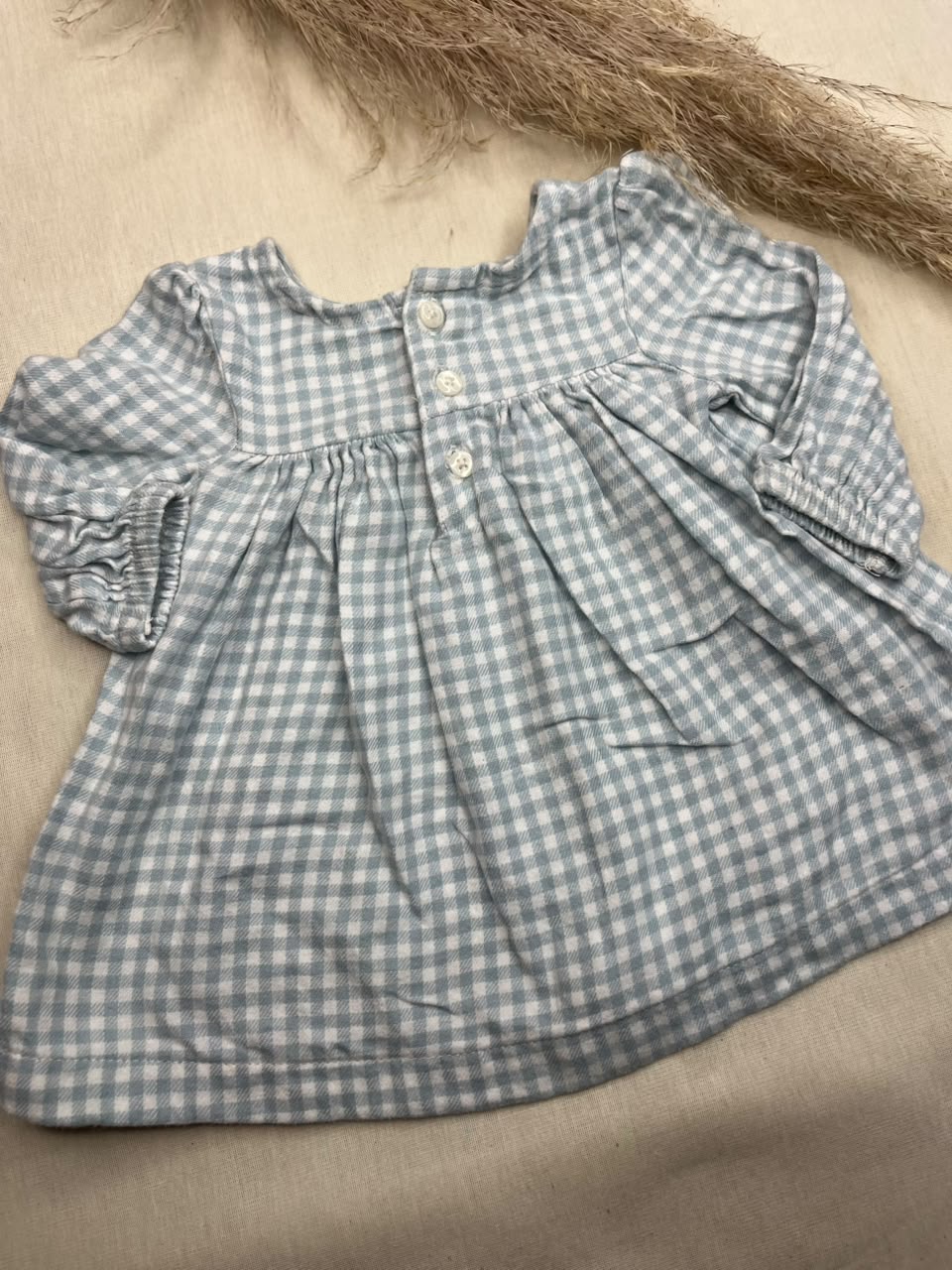 Vestido de cuadros vichy azul  niña 3meses