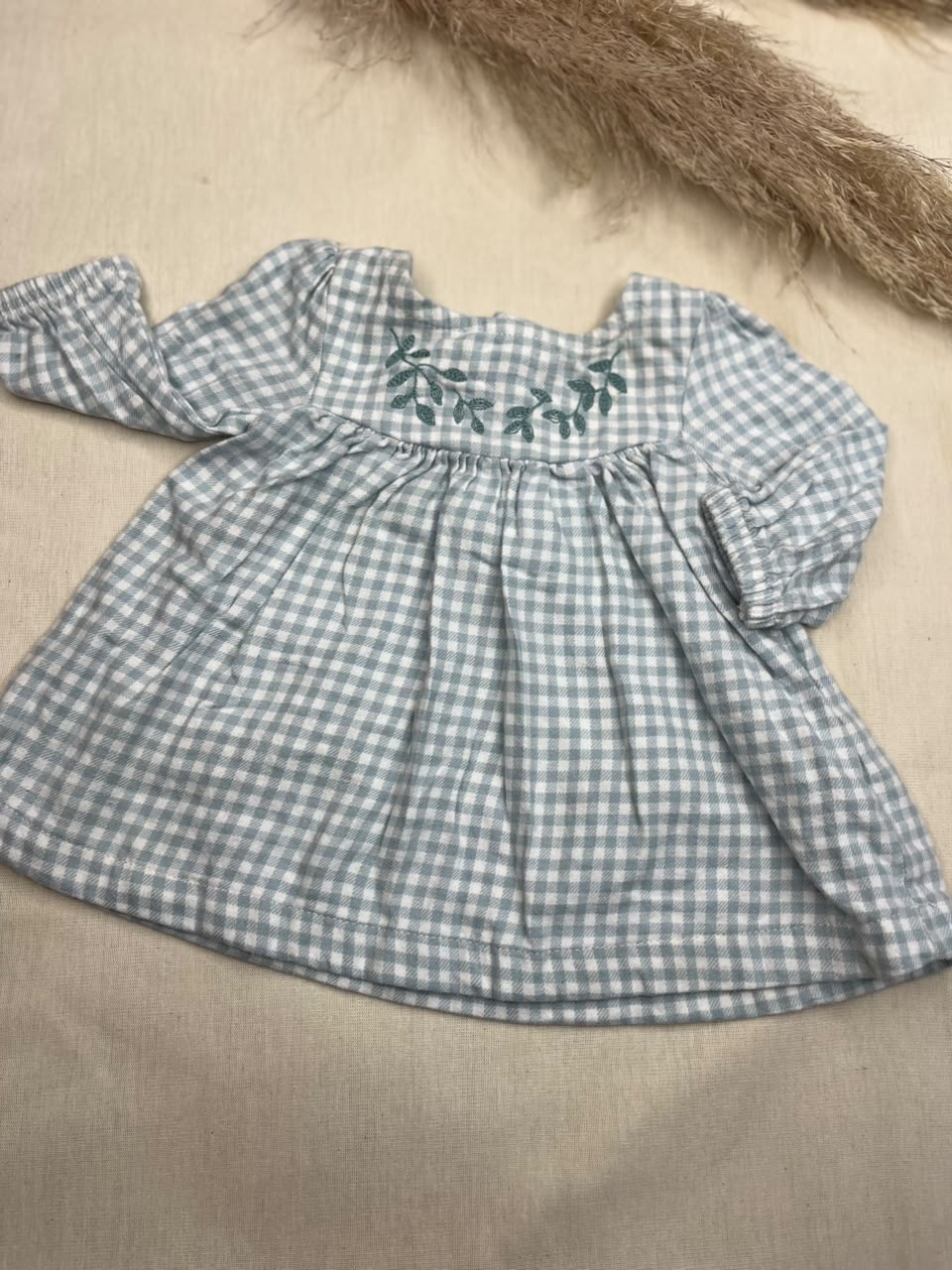 Vestido de cuadros vichy azul  niña 3meses